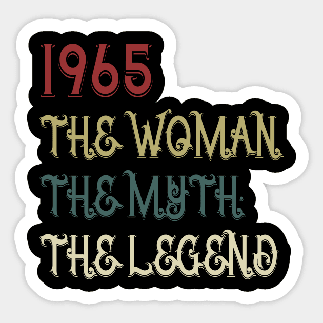 Vintage Retro 1965 Legend Gift 55th Birthday Womens Sticker by Damsin